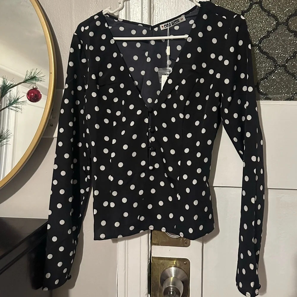 Ciao Lucia Black and White Polka Dot Top - Picture 6 of 7